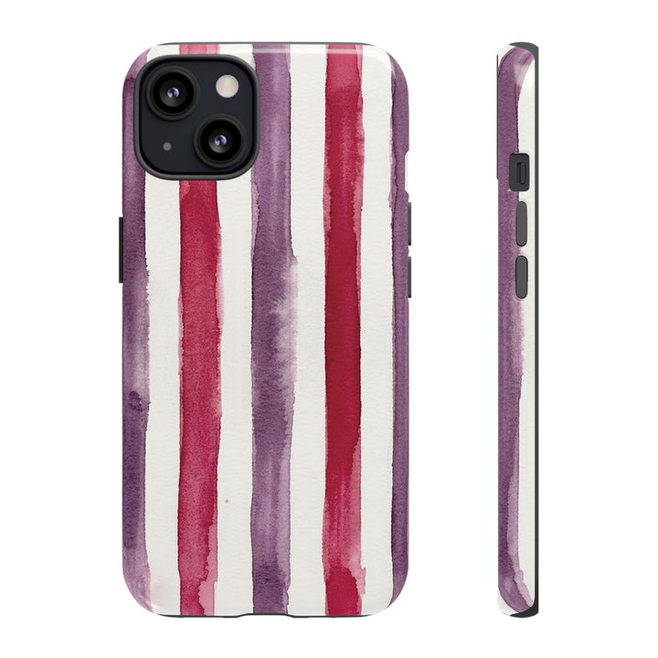 Tough Cute Wine Red Purple Stripes Phone Case, for IPhone 17 Pro Max | Iphone 17 Air, Iphone 16, IPhone 15, 14 13 12, Samsung Galaxy S26, S25, S24, S23 - Studio40ParkLane