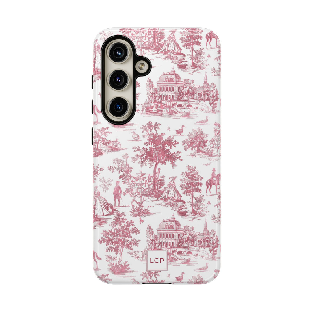 Personalized Custom French Toile Tough Cute Phone Case For Apple iPhone 18, 17, 16, 15 14, Pro Max, Samsung Galaxy S26, S25, S24 Plus Ultra