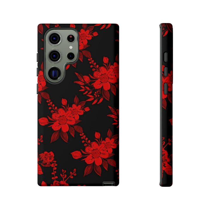 Cute Samsung Phone Case | Aesthetic Samsung Phone Case | Galaxy S23, S22, S21, S20 | Red Black Flowers, Protective Phone Case - Studio40ParkLane