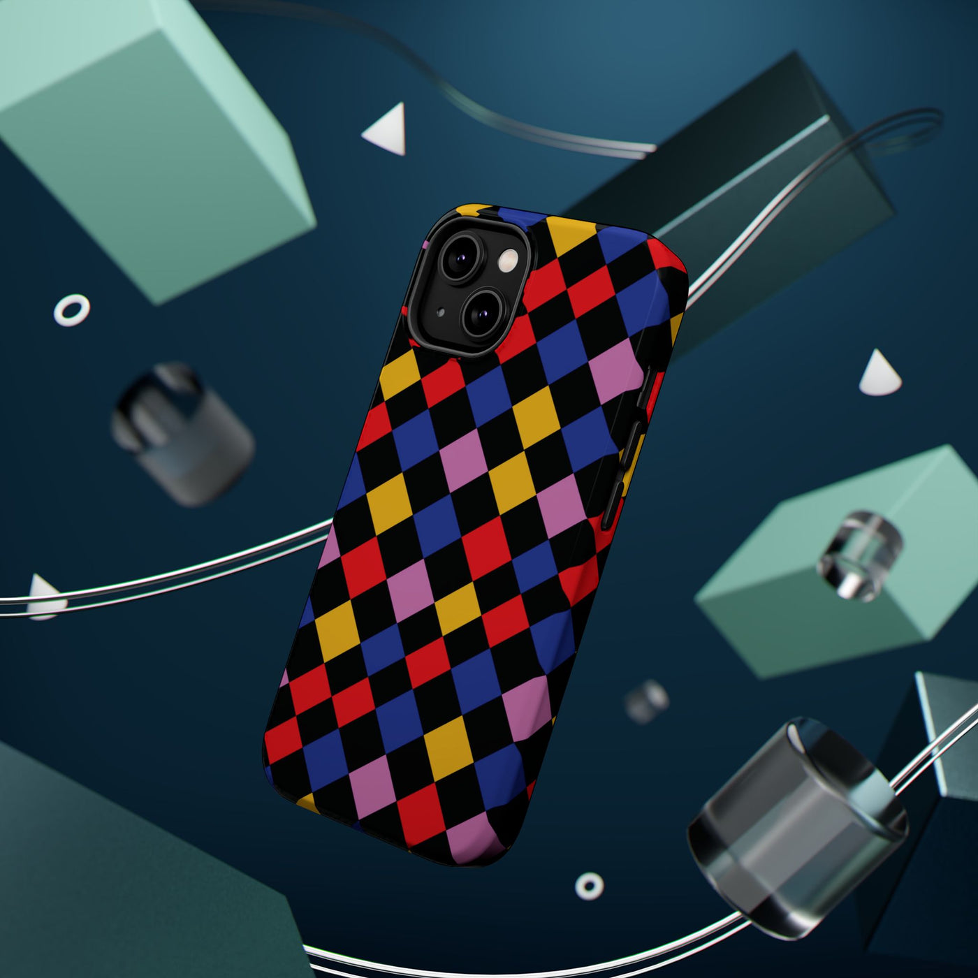 Aesthetic Colorful Checkerboard Tough Magsafe Phone Case - For iPhone 17 Pro Max iPhone 16 Pro iPhone 15 Iphone 14 Plus 13 Pro 12 11 Gift - Studio40ParkLane
