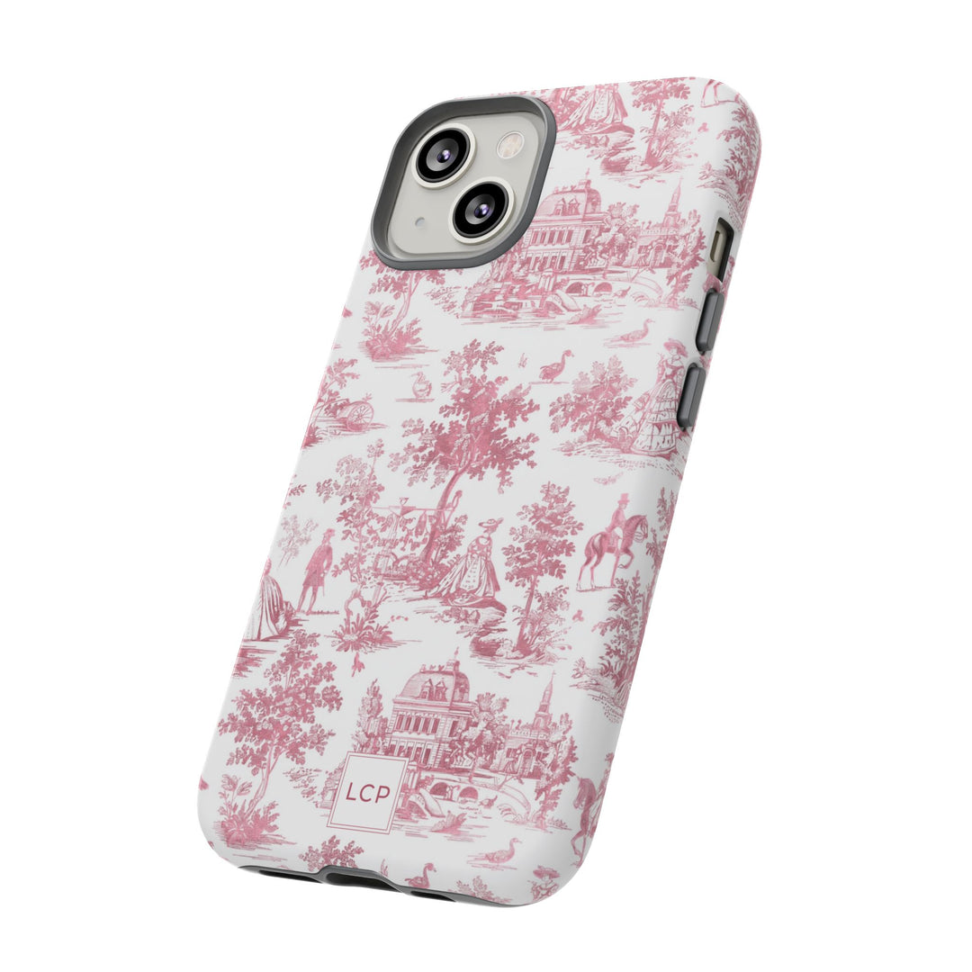 Personalized Custom French Toile Tough Cute Phone Case For Apple iPhone 18, 17, 16, 15 14, Pro Max, Samsung Galaxy S26, S25, S24 Plus Ultra