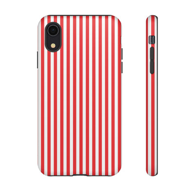 Tough Premium Poppy Red Stripes Phone Case Gift for Her - For Apple iPhone 16 Pro Max 16e iPhone 15 Pro iPhone Iphone 14 Plus 13 Pro 12 SE XR - Studio40ParkLane