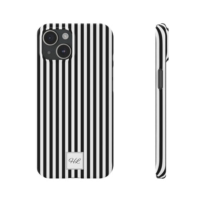 Slim Custom Personalized Black White Striped Phone Case for Iphone 16 - | iPhone 15 Pro Max Case | iPhone 14 Case Iphone 13 12 11 10 9 8 - Studio40ParkLane