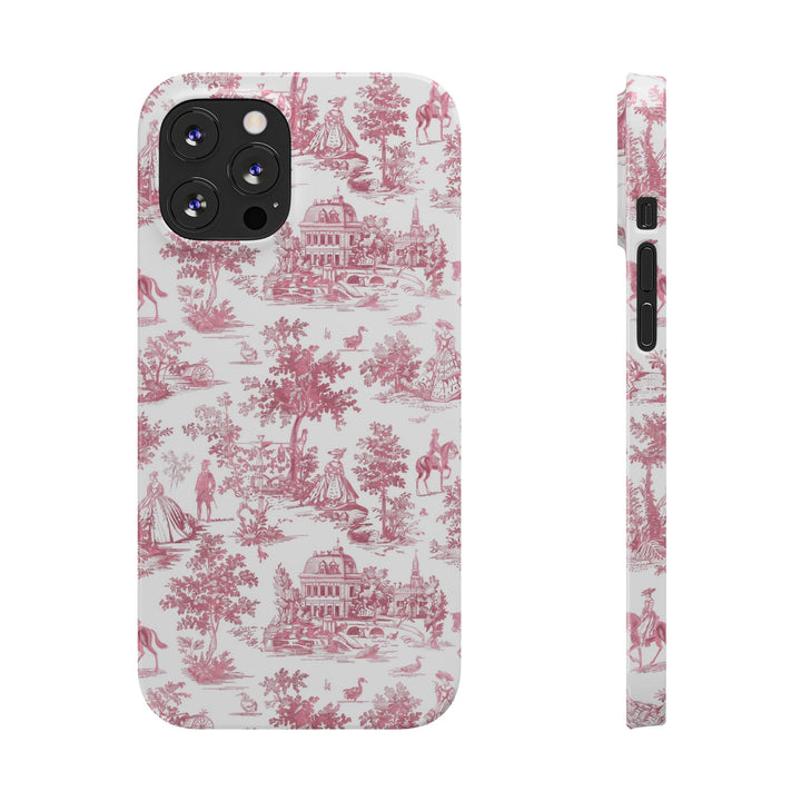 Slim Pink Vintage French Toile Cute Phone Cases for Iphone 16 Pro Max | iPhone 15 Case | iPhone 15 Pro Max Case, Iphone 14, Iphone 14 Pro Max, Iphone 13 12 11 8 7 - Studio40ParkLane