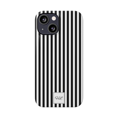 Slim Custom Personalized Black White Striped Phone Case for Iphone 16 - | iPhone 15 Pro Max Case | iPhone 14 Case Iphone 13 12 11 10 9 8 - Studio40ParkLane
