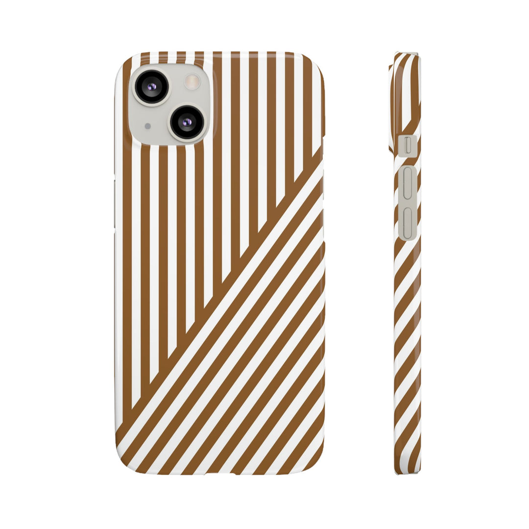 Aesthetic Mocha Brown Stripes Cute Phone Case Sleek Snap - For iPhone 17 Pro Max iPhone 16 Pro iPhone 15 Iphone 14 Plus 13 Pro 12 11 10 Gift - Studio40ParkLane