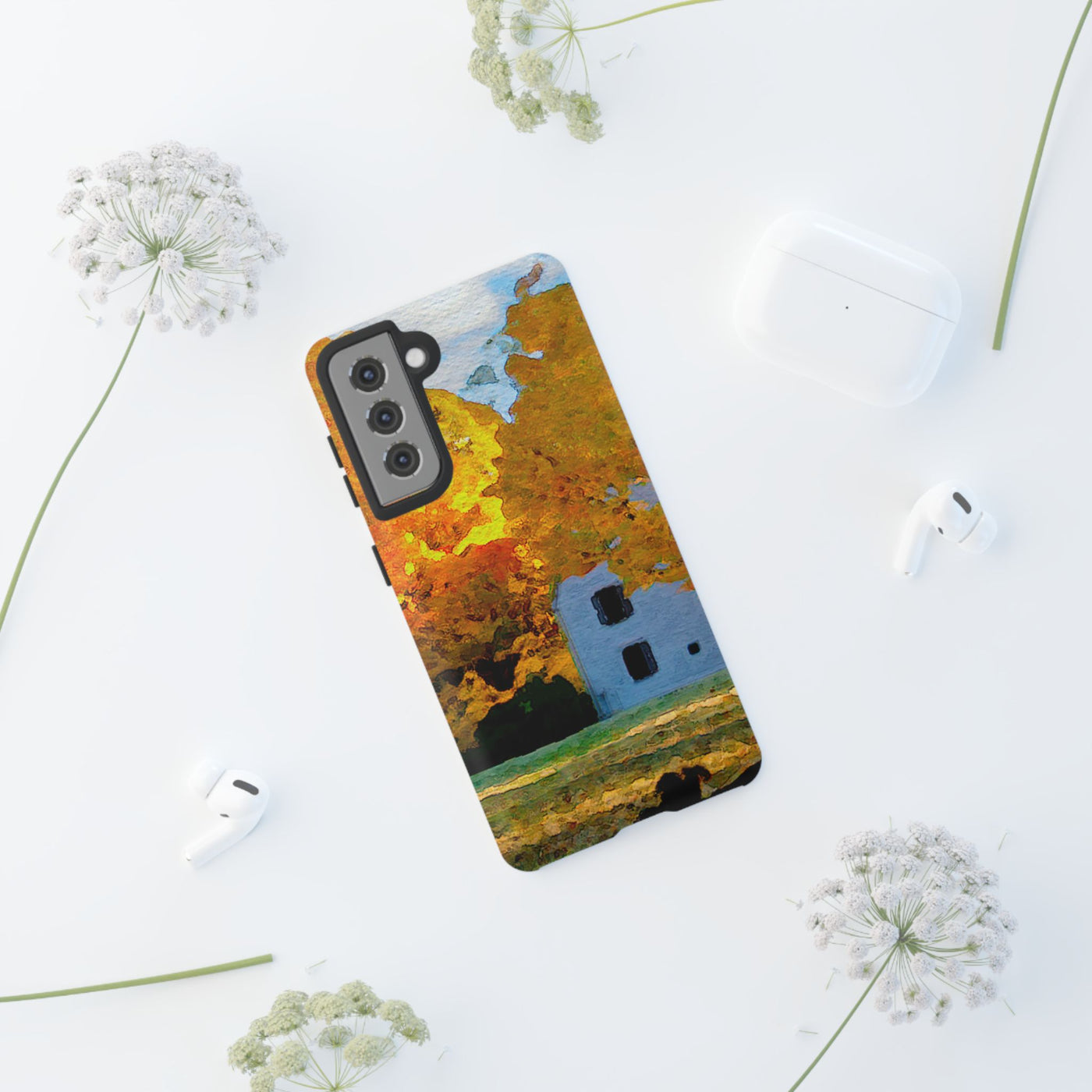 Impact Resistant, Fall Leaves Watercolor, Cute Phone Cases for Samsung S24, S23, S22, S21, IPhone 15 pro Iphone 14 pro Iphone 13 IPhone 12 Iphone 11