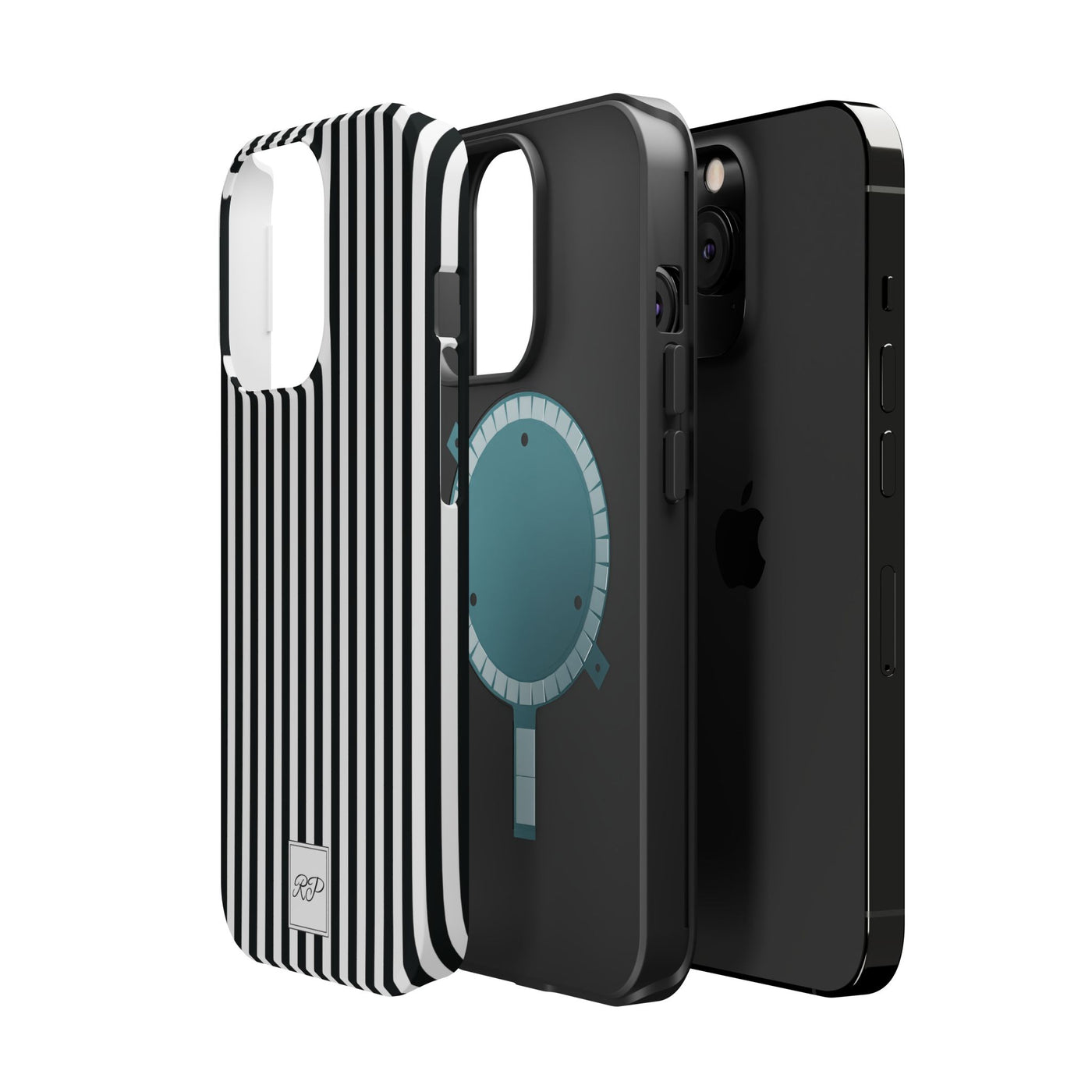 Custom Personalized Black White Striped Magsafe Phone Case for Iphone 17 - | iPhone 16 Pro Max Case | iPhone 15 Case Iphone 14 13 12 11 10 - Studio40ParkLane
