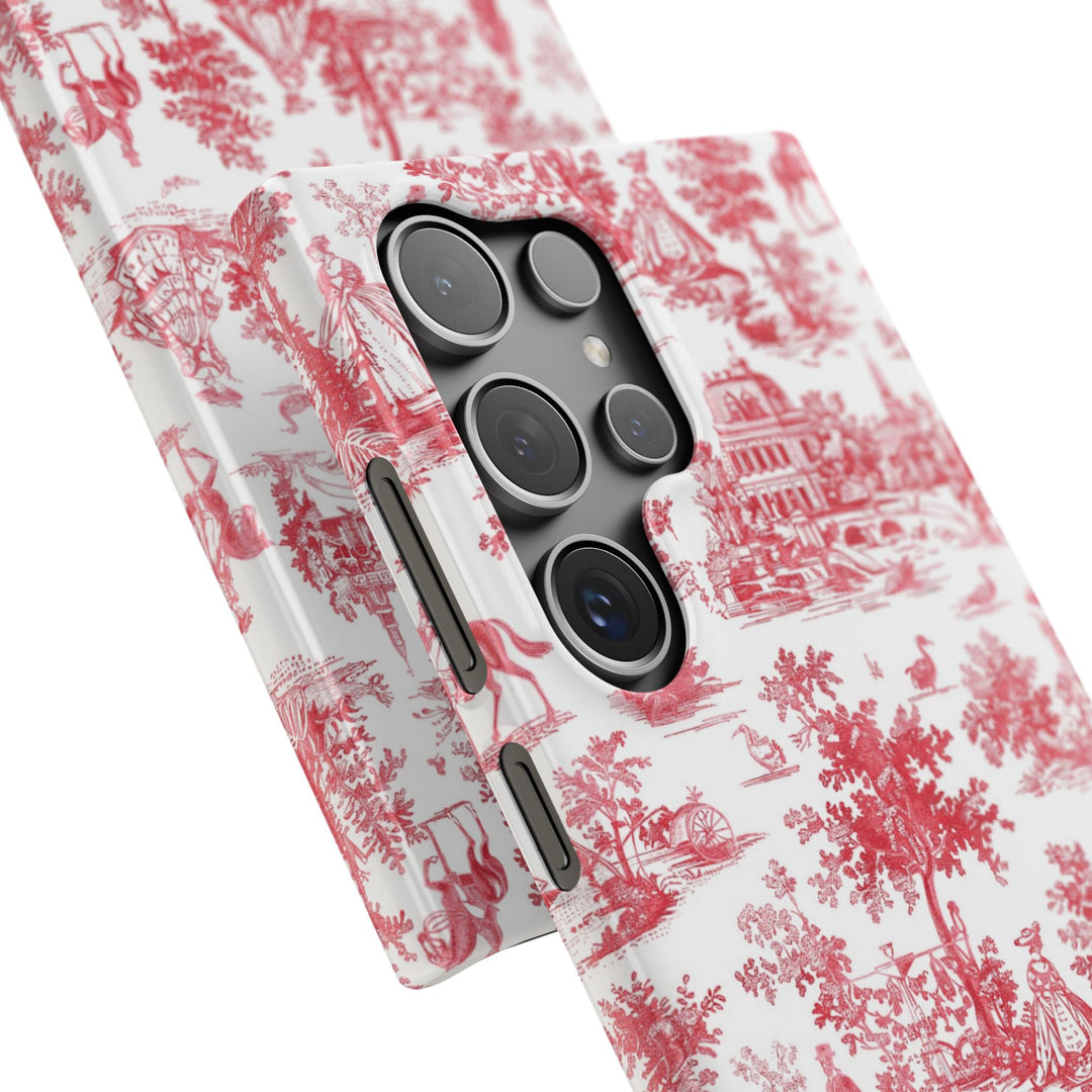 Snap French Toile Personalized Initial Custom Gift for Her Cute Phone Cases for Samsung S24, S23, S22, S21, S20, Plus and Ultra and Iphone, 16, 15, 14, 13, 12, 11. 10 - Studio40ParkLane
