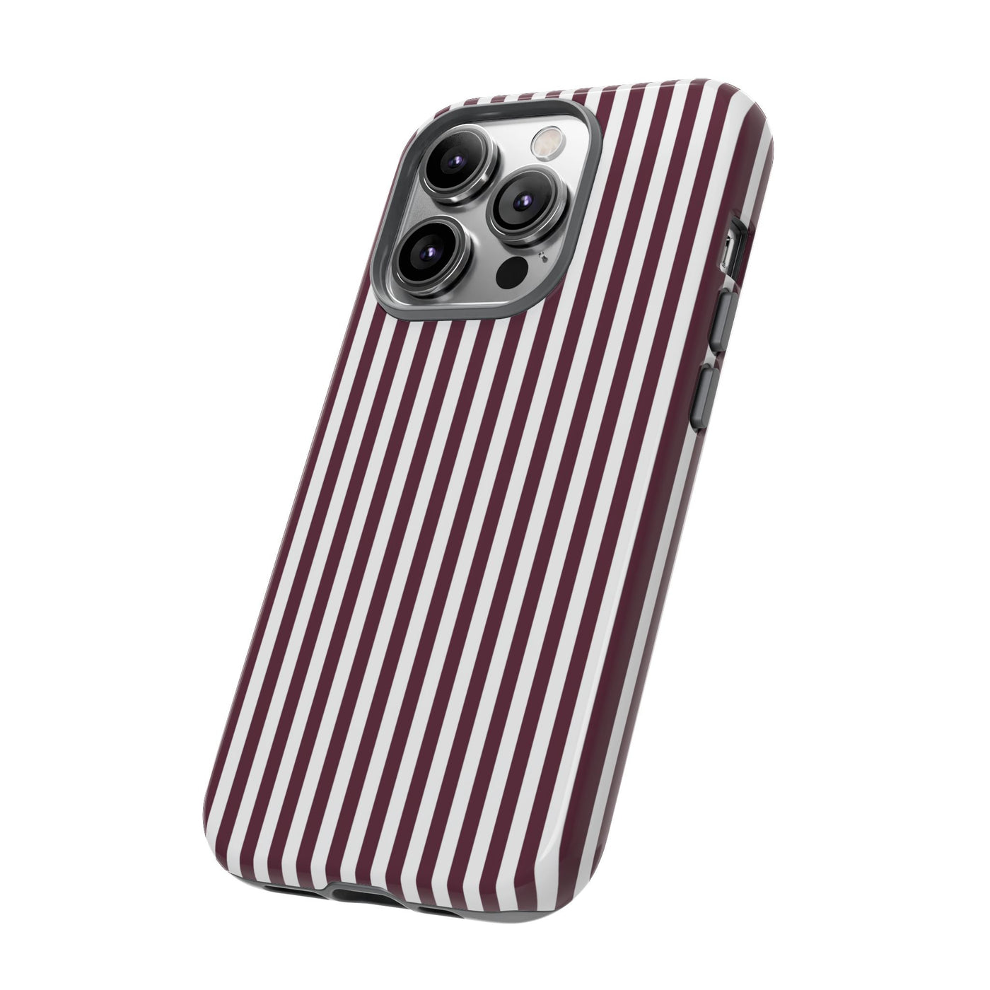 Tough Premium Burgundy Stripes Phone Case Gift for Her - For Apple iPhone 16 Pro Max 16e iPhone 15 Pro iPhone Iphone 14 Plus 13 Pro 12 SE XR - Studio40ParkLane
