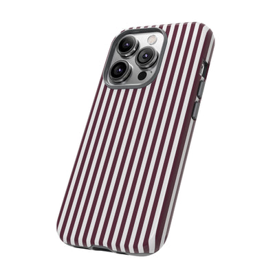 Tough Premium Burgundy Stripes Phone Case Gift for Her - For Apple iPhone 16 Pro Max 16e iPhone 15 Pro iPhone Iphone 14 Plus 13 Pro 12 SE XR - Studio40ParkLane