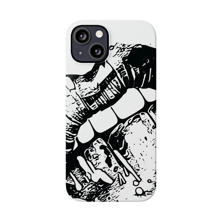 Slim Cute Phone Cases for Iphone - | iPhone 15 Case | iPhone 15 Pro Max Case, Iphone 14 Case, Iphone 14 Pro Max, Iphone 13, Smile Lips Black and White - Studio40ParkLane