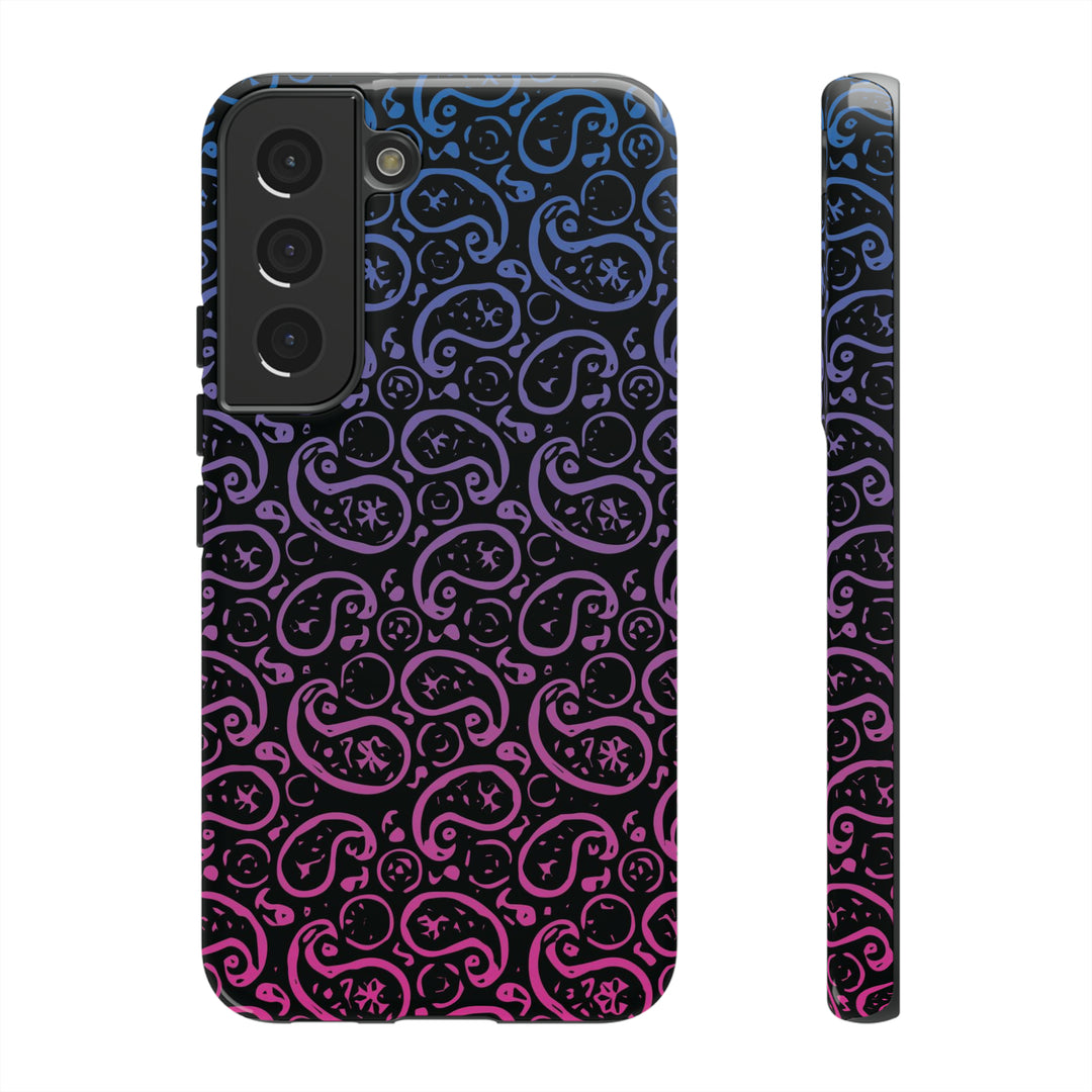 Cool Phone Case | Aesthetic Phone Case | Paisley Blue Pink Black | For Samsung Galaxy S23, S22, S21, S20 | Luxury Double Layer | Cute - Studio40ParkLane