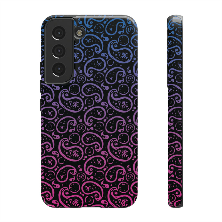 Cool Phone Case | Aesthetic Phone Case | Paisley Blue Pink Black | For Samsung Galaxy S23, S22, S21, S20 | Luxury Double Layer | Cute - Studio40ParkLane