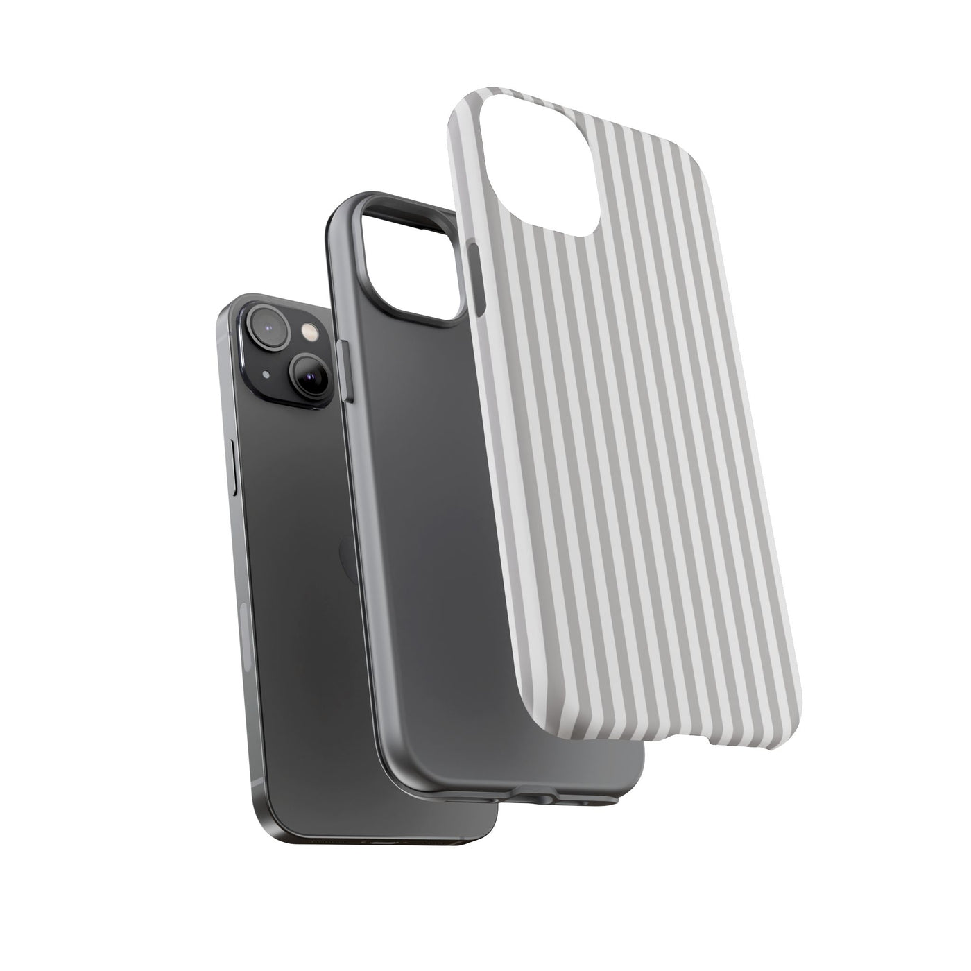 Tough Premium Ash Grey Stripes Phone Case Gift for Her - For Apple iPhone 16 Pro Max 16e iPhone 15 Pro iPhone Iphone 14 Plus 13 Pro 12 SE XR - Studio40ParkLane