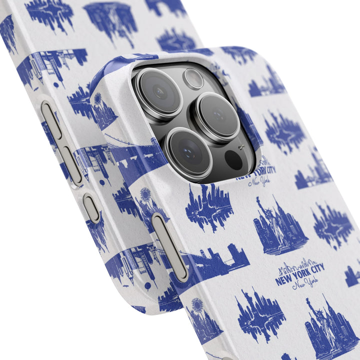 Slim New York Skyline Blue Collage Coquette Gift for Her Cute Phone Cases for Iphone 16 Pro Max | iPhone 15 Case | iPhone 15 Pro Max Case, Iphone 14, Iphone 14 Pro Max, Iphone 13 12 11 8 7 - Studio40ParkLane