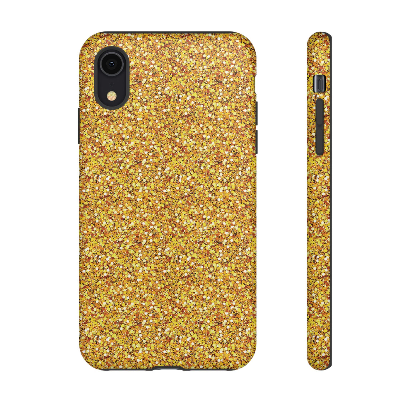 Chic Gold Faux Play on Glitter Effect Cute Phone Case, for IPhone 16 pro Max | Iphone 15, Iphone 14, IPhone 13 Case, 11 8 7, Samsung Galaxy S24, S23, S22, S21, 2 Layer Protection