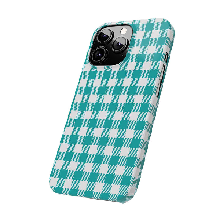 Slim Turquoise Gingham Gift for Her Cute Phone Cases for Iphone 16 Pro Max | iPhone 15 Case | iPhone 15 Pro Max Case, Iphone 14, 13, 12, 11, 10, 8, 7 - Studio40ParkLane
