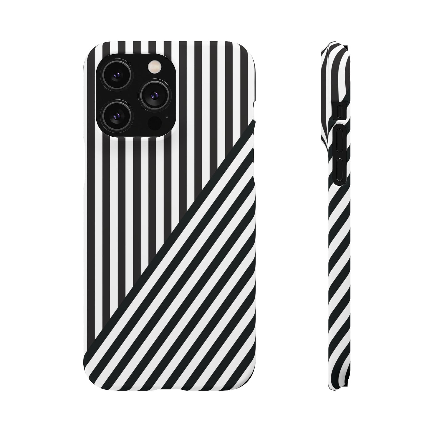 Aesthetic Black White Stripes Cute Phone Case Sleek Snap - For iPhone 17 Pro Max iPhone 16 Pro iPhone 15 Iphone 14 Plus 13 Pro 12 11 10 Gift - Studio40ParkLane