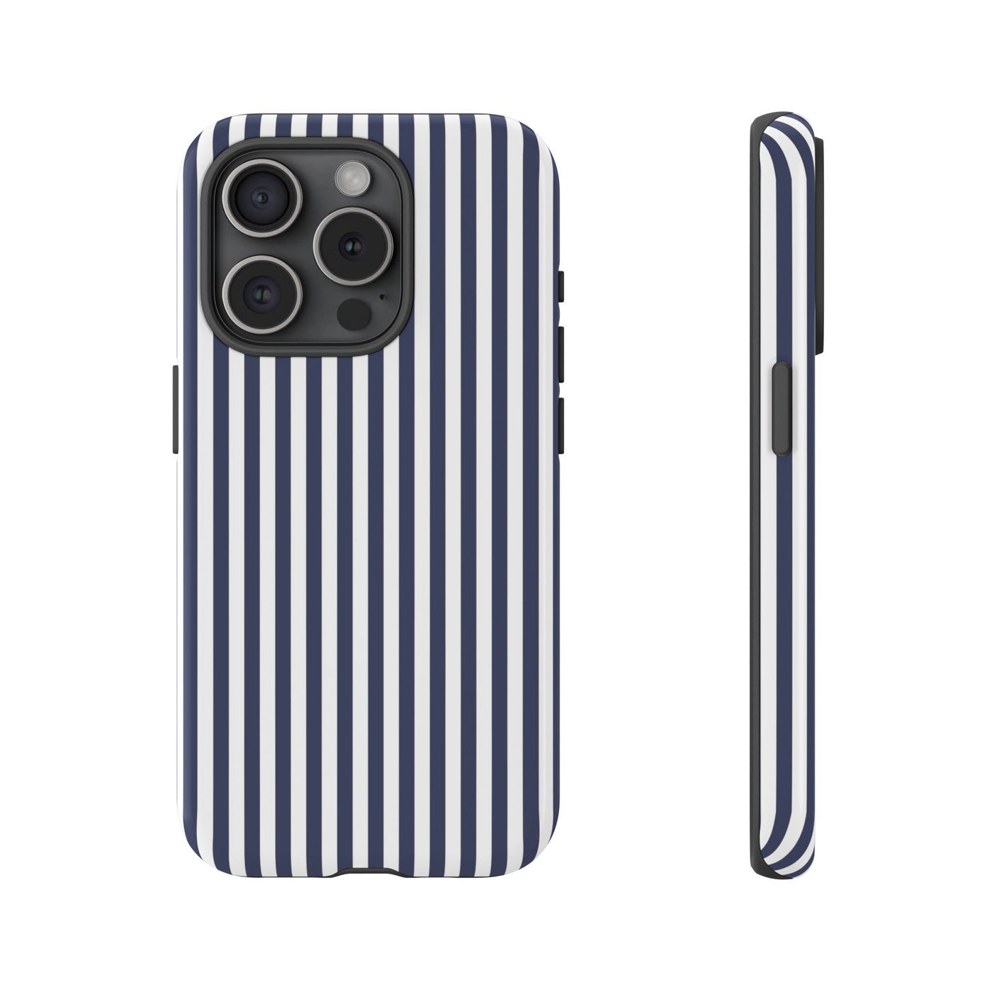 Tough Premium Navy Blue Stripes Phone Case Gift for Her - For Apple iPhone 16 Pro Max 16e iPhone 15 Pro iPhone Iphone 14 Plus 13 Pro 12 SE XR - Studio40ParkLane