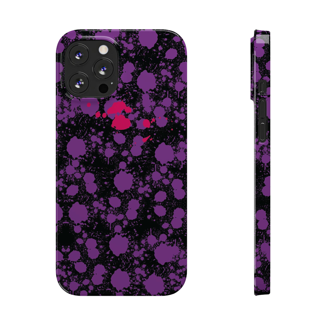 Slim Cute Phone Cases for Iphone - | iPhone 15 Case | iPhone 15 Pro Max Case, Iphone 14 Case, Iphone 14 Pro Max, Iphone 13, Purple Pink Paint Blots Splash - Studio40ParkLane