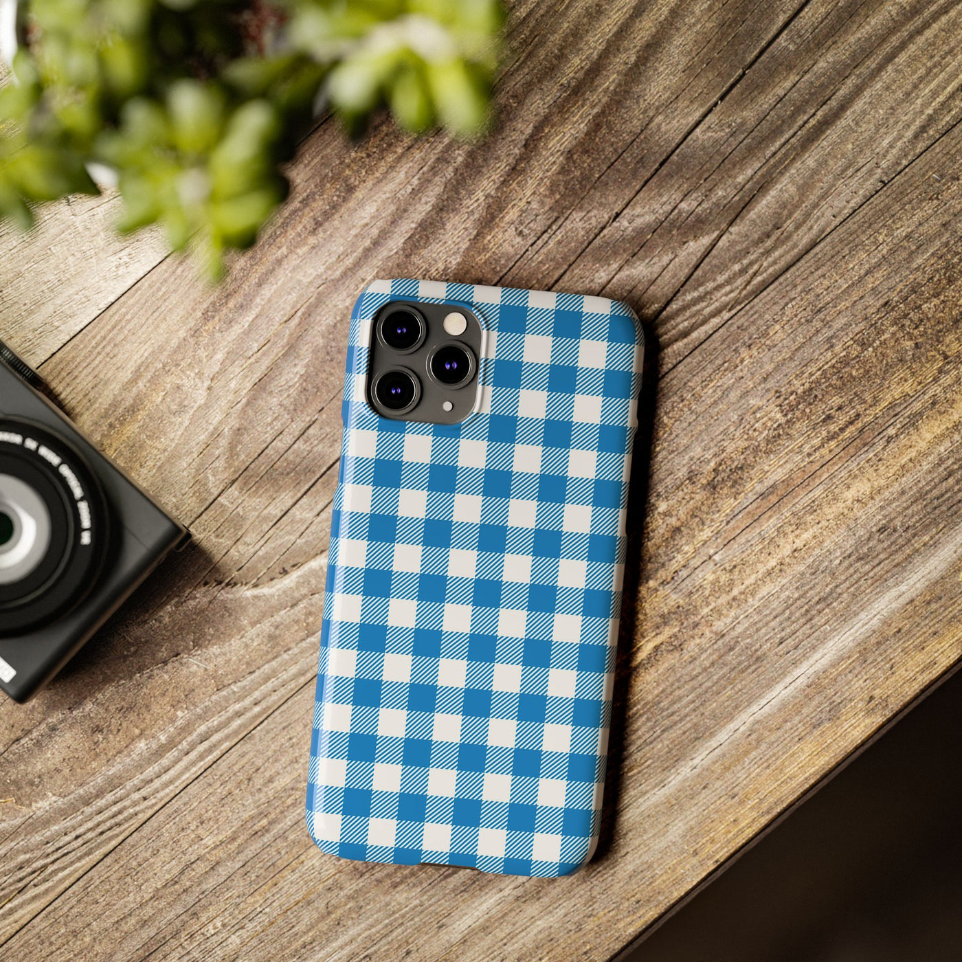 Slim Blue Gingham Gift for Her Cute Phone Cases for Iphone 16 Pro Max | iPhone 15 Case | iPhone 15 Pro Max Case, Iphone 14, 13, 12, 11, 10, 8, 7