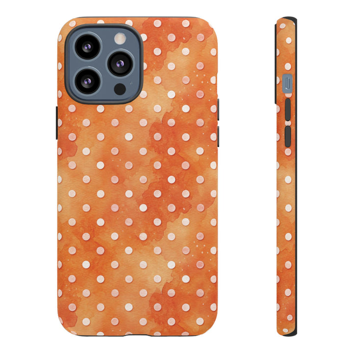 Aesthetic Tough Orange Polka Dots Watercolor Phone Case - For iPhone 17 Pro Max iPhone 16 Pro iPhone 15 Iphone 14 Plus 13 Pro 12 11 10 XR - Studio40ParkLane