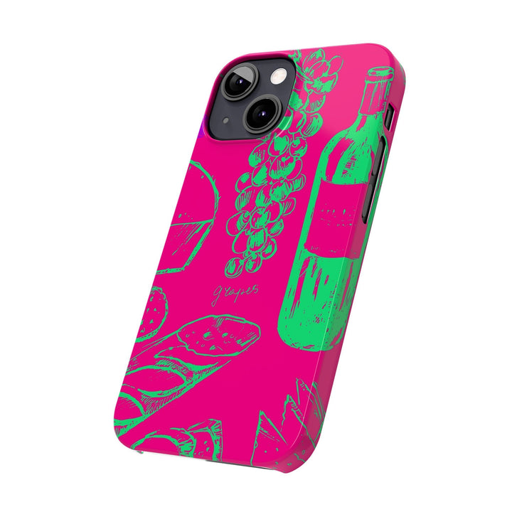 Slim French Food Wine Pink Green Cute Phone Cases for Iphone | iPhone 15 Case | iPhone 15 Pro Max Case, Iphone 14, Iphone 14 Pro Max, Iphone 13, - Studio40ParkLane