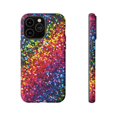 Faux Chic Play on Glitter Effect Cute Phone Case, for IPhone 16 pro Max | Iphone 15, Iphone 14, IPhone 13 Case, 11 8 7, Samsung Galaxy S24, S23, S22, S21, 2 Layer Protection