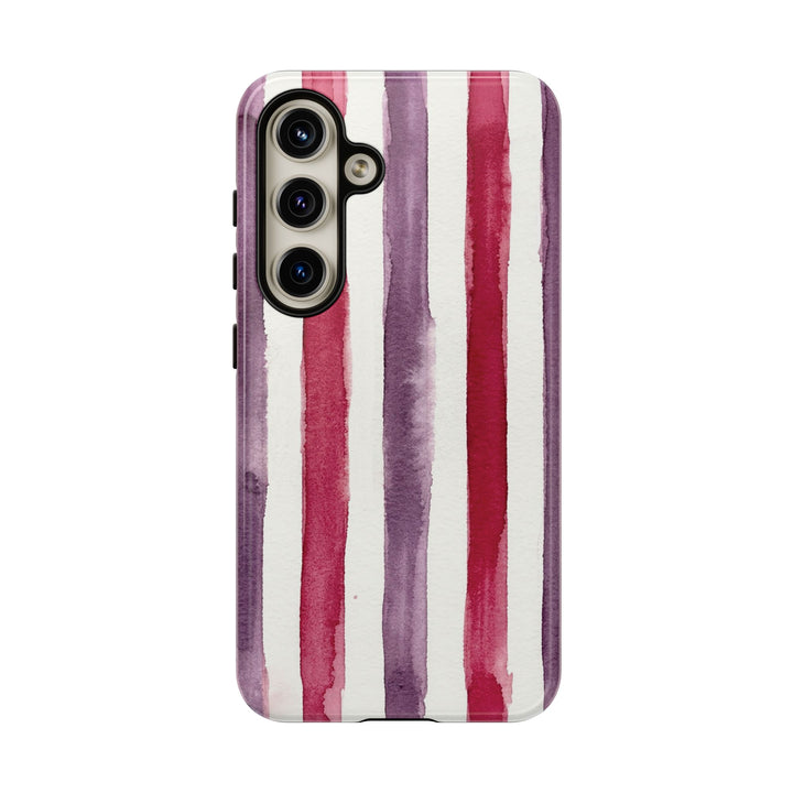 Tough Cute Wine Red Purple Stripes Phone Case, for IPhone 17 Pro Max | Iphone 17 Air, Iphone 16, IPhone 15, 14 13 12, Samsung Galaxy S26, S25, S24, S23 - Studio40ParkLane