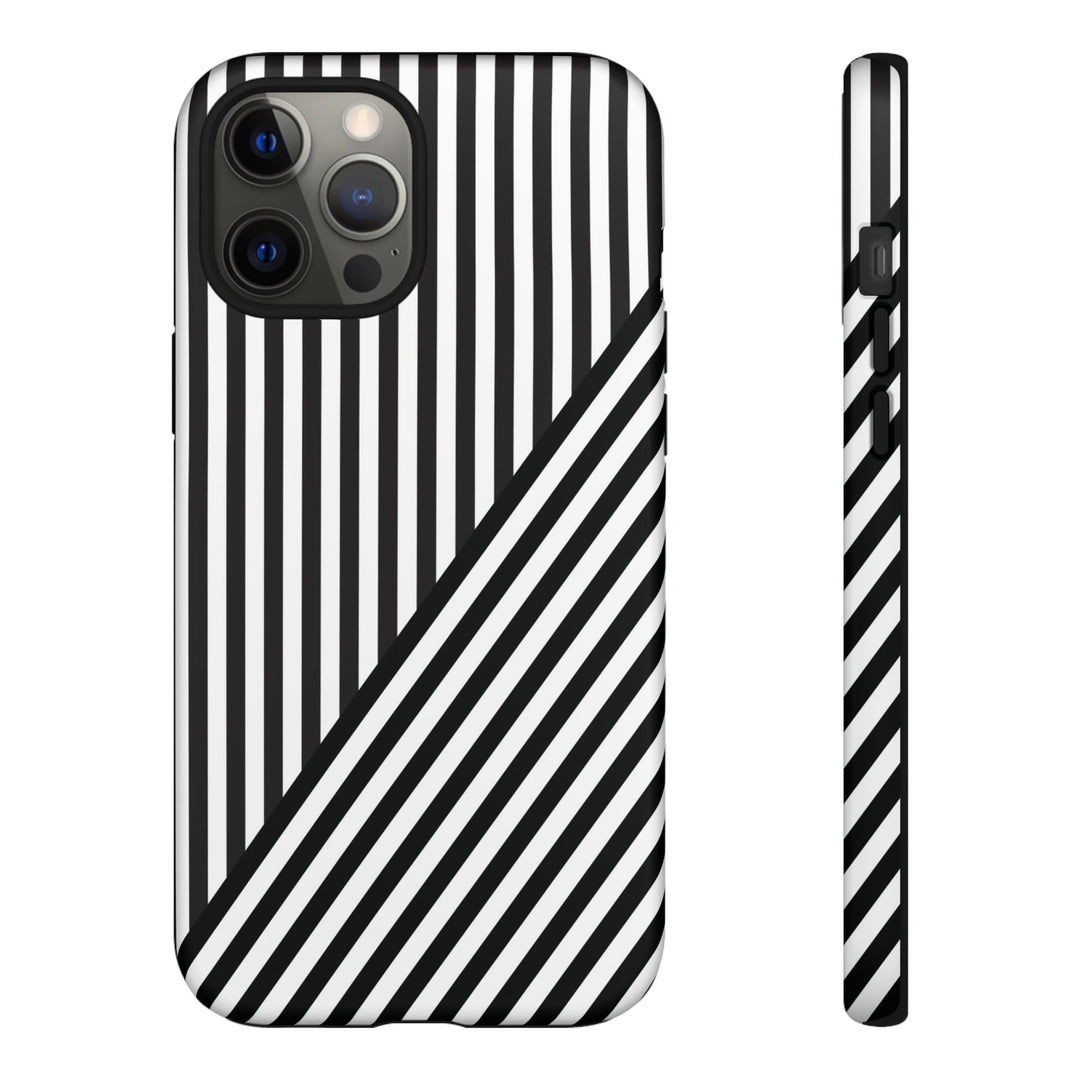 Aesthetic Tough Black White Stripes Phone Case - For iPhone 17 Pro Max iPhone 16 Pro iPhone 15 Iphone 14 Plus 13 Pro 12 11 10 XR - Studio40ParkLane