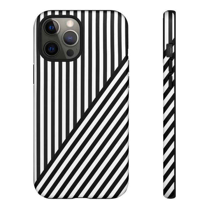 Aesthetic Tough Black White Stripes Phone Case - For iPhone 17 Pro Max iPhone 16 Pro iPhone 15 Iphone 14 Plus 13 Pro 12 11 10 XR - Studio40ParkLane