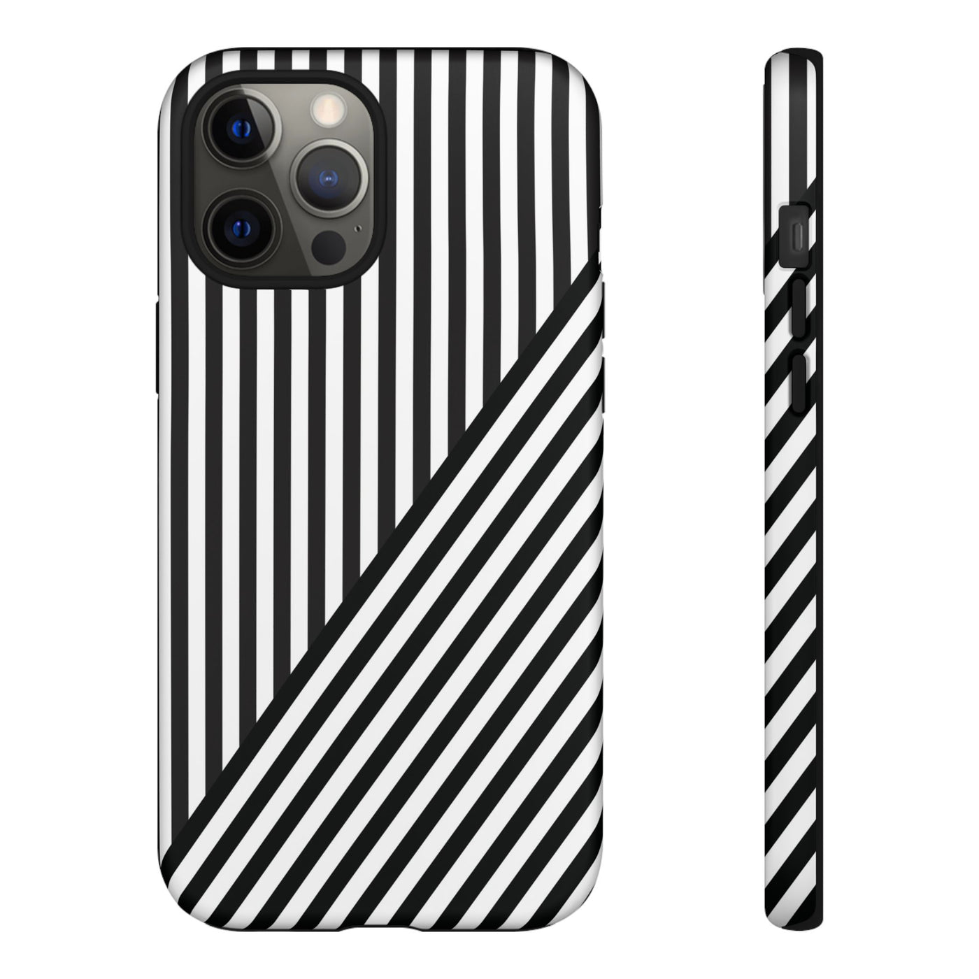 Aesthetic Tough Black White Stripes Phone Case - For iPhone 17 Pro Max iPhone 16 Pro iPhone 15 Iphone 14 Plus 13 Pro 12 11 10 XR - Studio40ParkLane