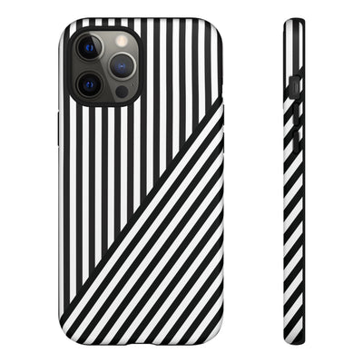 Aesthetic Tough Black White Stripes Phone Case - For iPhone 17 Pro Max iPhone 16 Pro iPhone 15 Iphone 14 Plus 13 Pro 12 11 10 XR - Studio40ParkLane