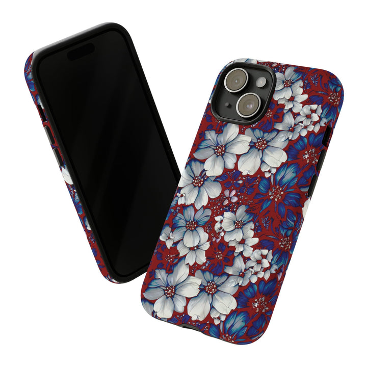 Cute IPhone Case | Red Blue Flowers, iPhone 15 Case | iPhone 15 Pro Case, Iphone 14 Case, Iphone 14 Pro Max Case, Protective Iphone Case - Studio40ParkLane