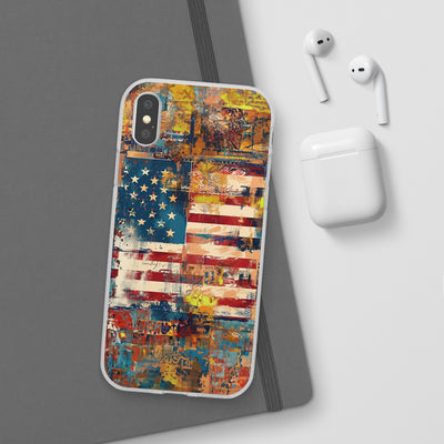 Cute Flexi Phone Cases, US Flag Abstract, Compatible with Samsung Galaxy S23, Samsung S22, Samsung S21, Samsung S20, Galaxy S20 Ultra