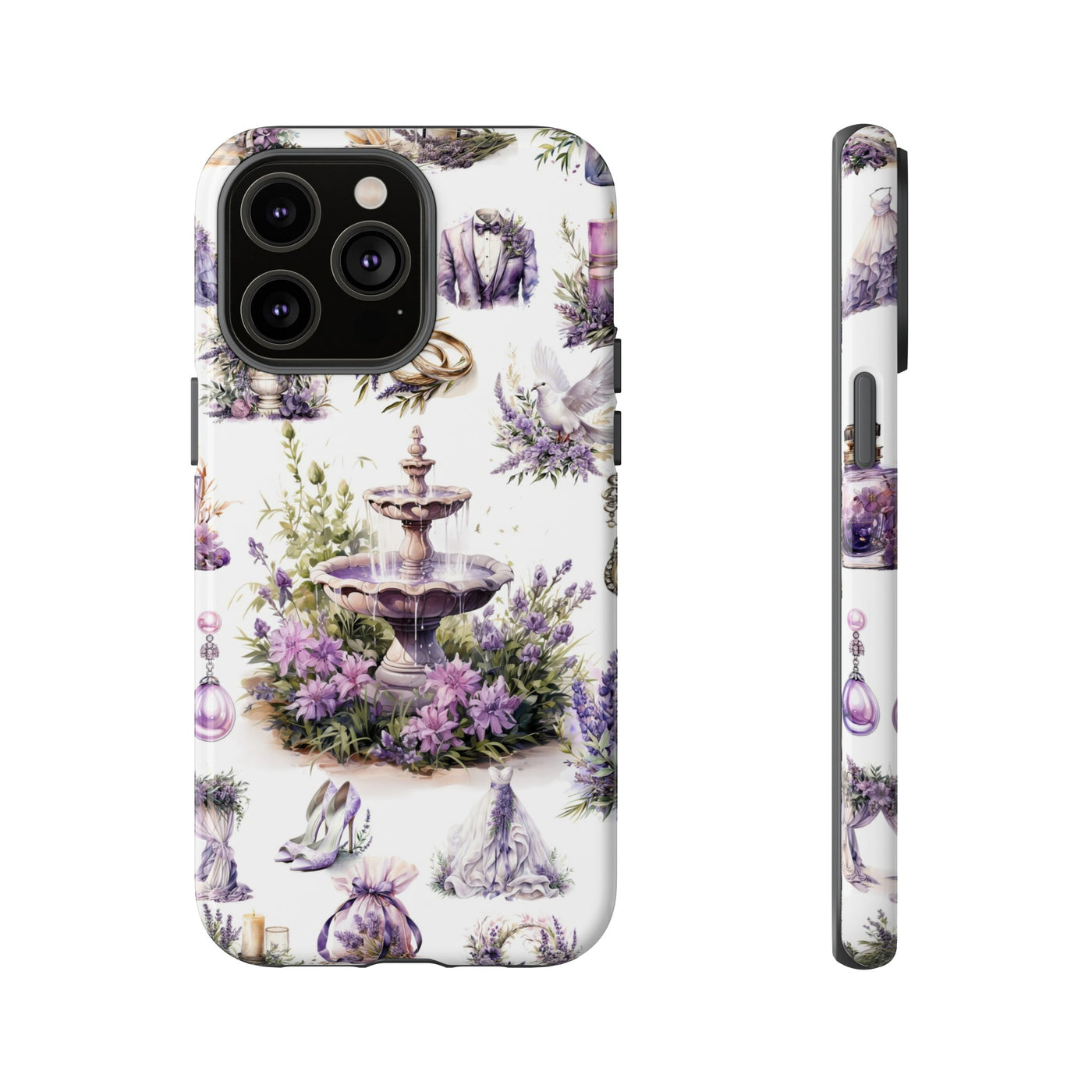 Impact Resistant, Lavender Wedding, Cute Phone Cases for Samsung S24, S23, S22, S21, IPhone 15 pro Iphone 14 pro Iphone 13 IPhone 12 Iphone 11