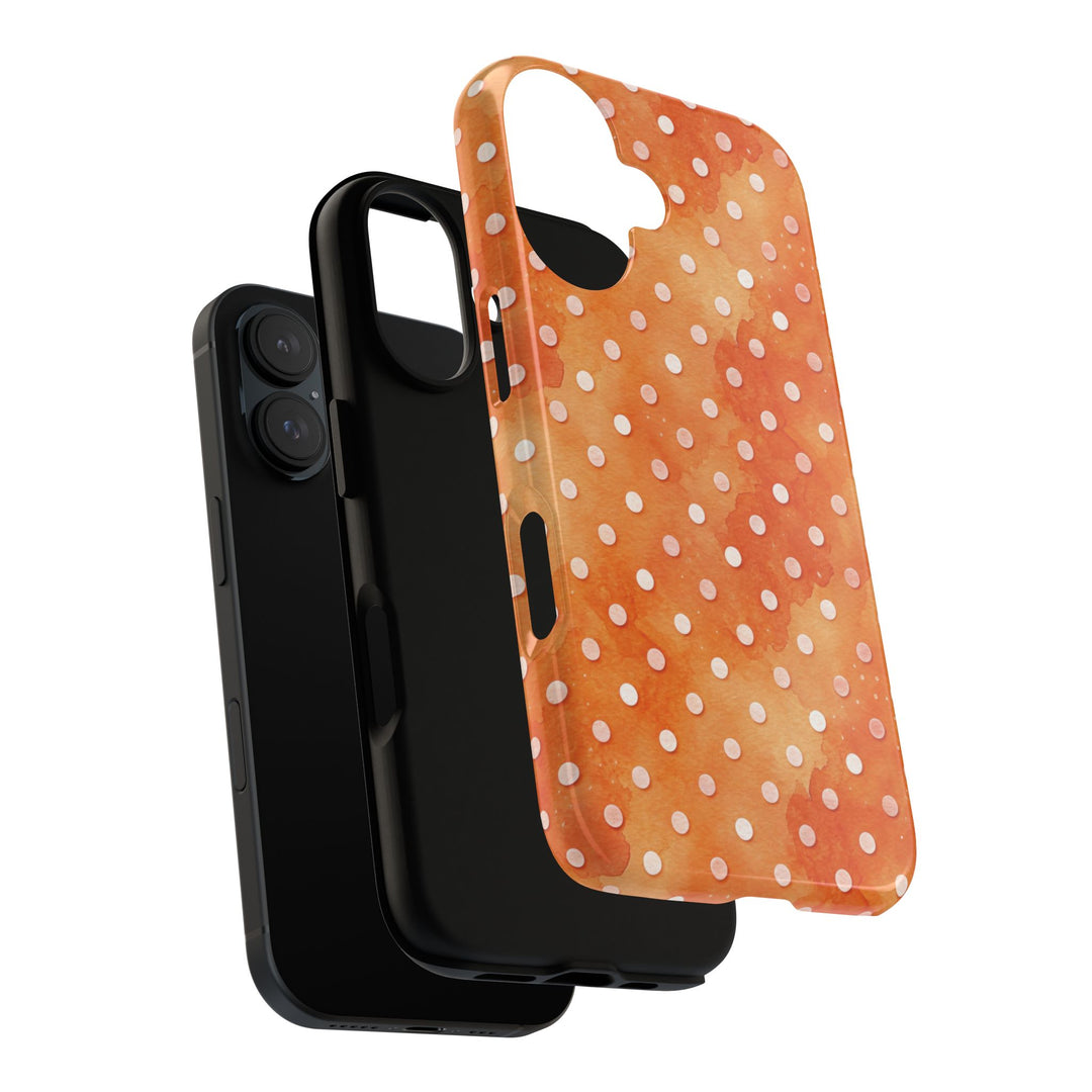 Aesthetic Tough Orange Polka Dots Watercolor Phone Case - For iPhone 17 Pro Max iPhone 16 Pro iPhone 15 Iphone 14 Plus 13 Pro 12 11 10 XR - Studio40ParkLane