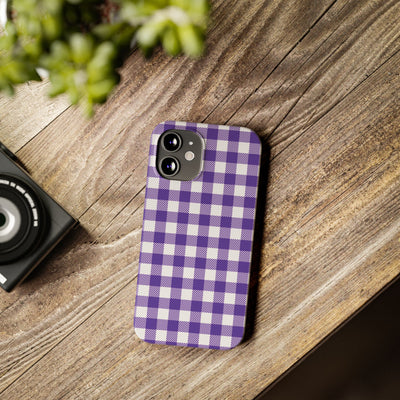 Slim Purple Gingham Gift for Her Cute Phone Cases for Iphone 16 Pro Max | iPhone 15 Case | iPhone 15 Pro Max Case, Iphone 14, 13, 12, 11, 10, 8, 7