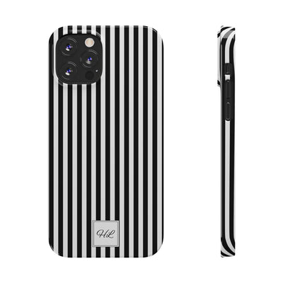 Slim Custom Personalized Black White Striped Phone Case for Iphone 16 - | iPhone 15 Pro Max Case | iPhone 14 Case Iphone 13 12 11 10 9 8 - Studio40ParkLane