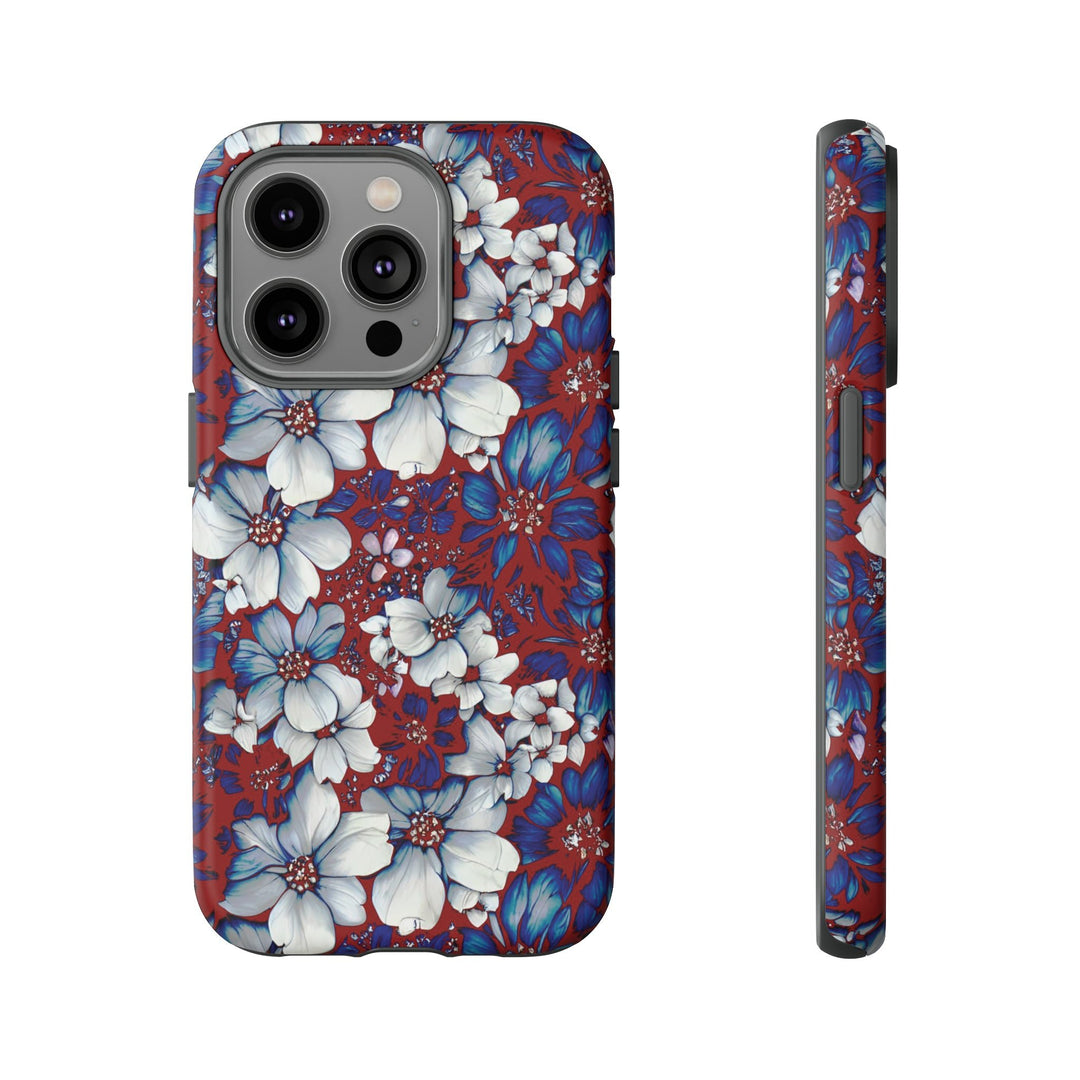 Cute IPhone Case | Red Blue Flowers, iPhone 15 Case | iPhone 15 Pro Case, Iphone 14 Case, Iphone 14 Pro Max Case, Protective Iphone Case - Studio40ParkLane