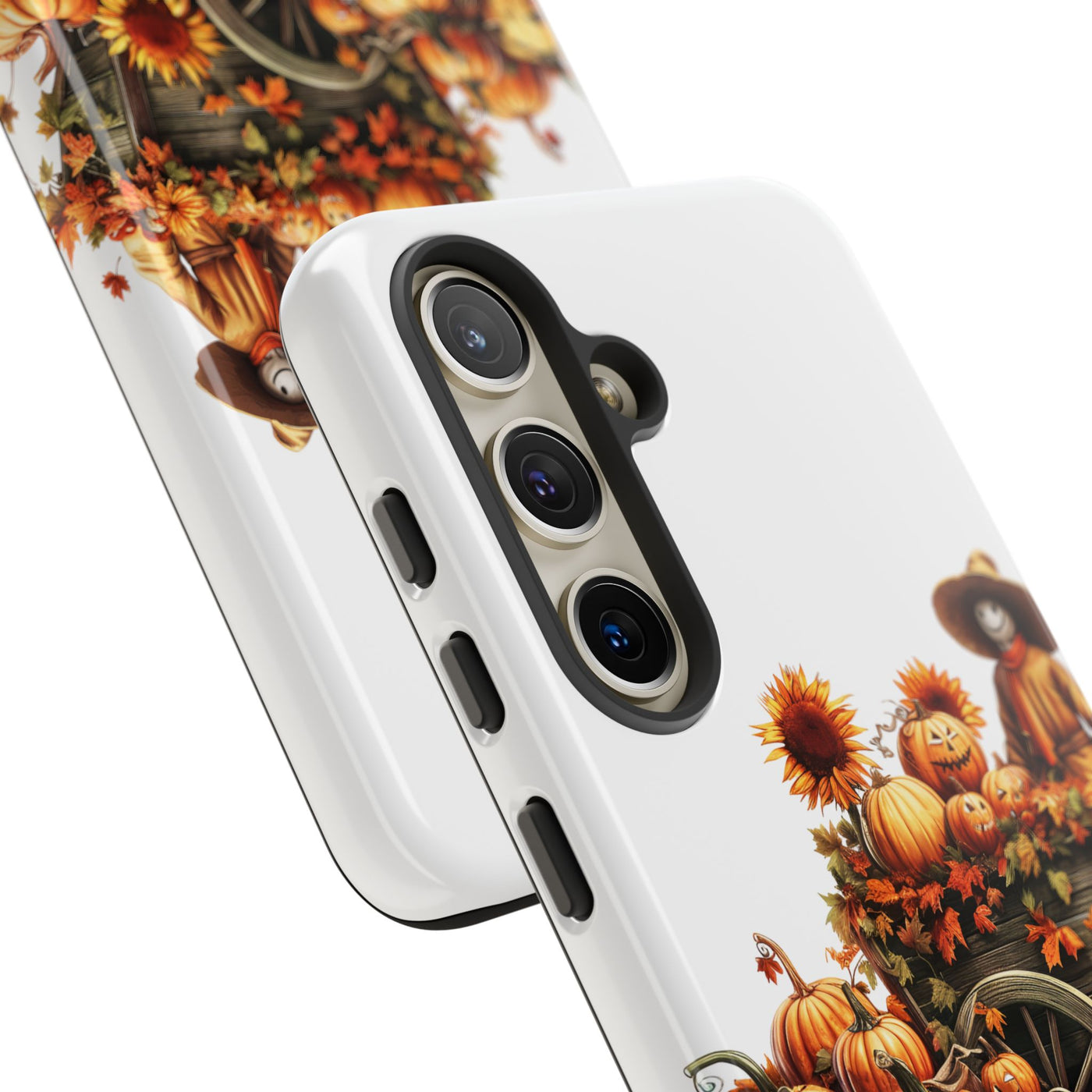 Impact Resistant, Fall Leaves Scarecrow, Cute Phone Cases for Samsung S24, S23, S22, S21, IPhone 15 pro Iphone 14 pro Iphone 13 IPhone 12 Iphone 11