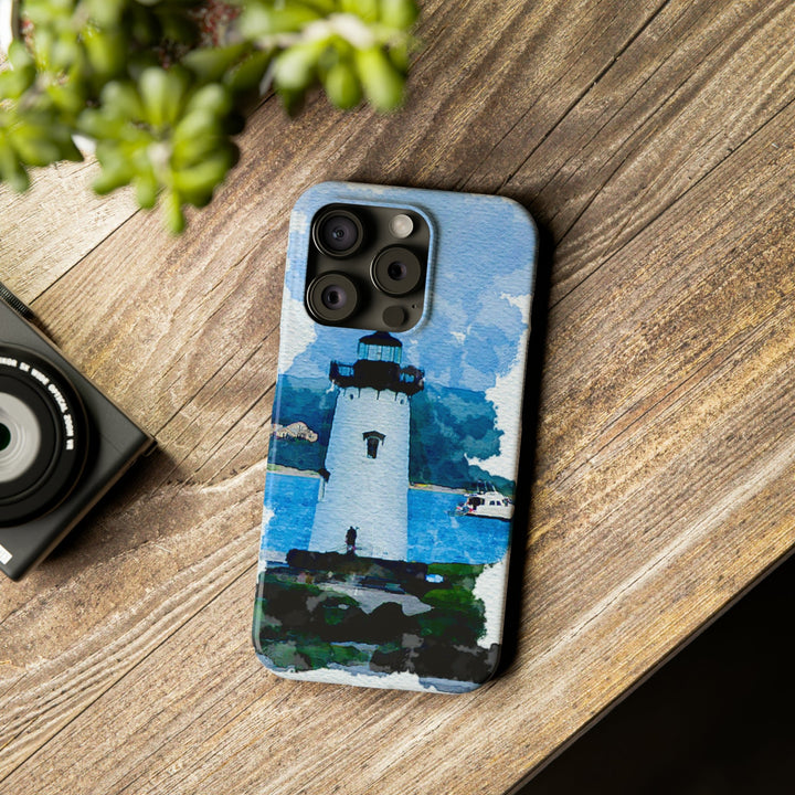 Slim Cute Phone Cases for Iphone - | iPhone 15 Case | iPhone 15 Pro Max Case, Iphone 14 Case, Iphone 14 Pro Max, Iphone 13, Beach Lighthouse Blue - Studio40ParkLane