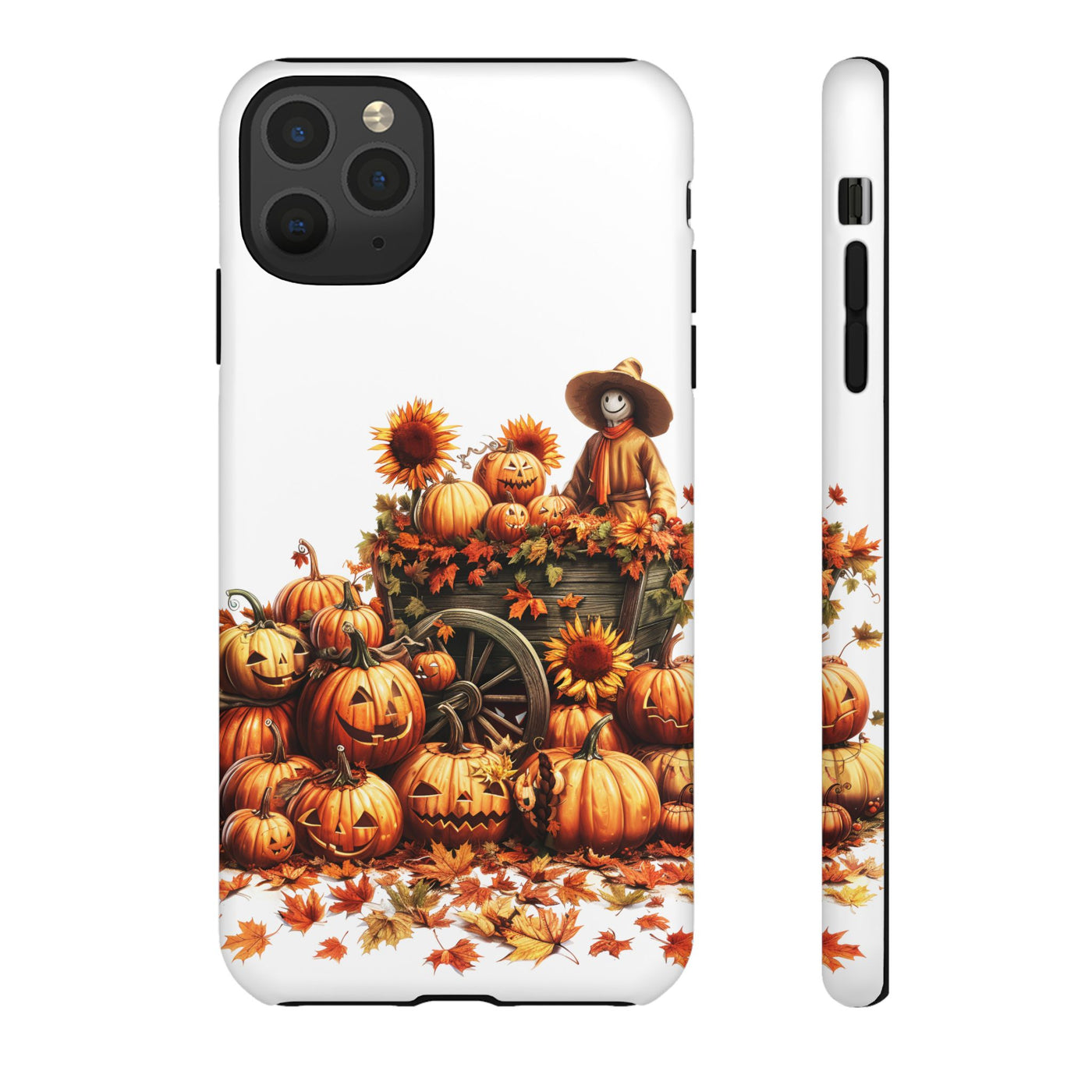 Impact Resistant, Fall Leaves Scarecrow, Cute Phone Cases for Samsung S24, S23, S22, S21, IPhone 15 pro Iphone 14 pro Iphone 13 IPhone 12 Iphone 11