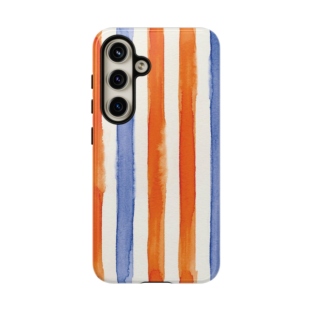 Tough Cute Blue Orange Stripes Phone Case, for IPhone 17 Pro Max | Iphone 17 Air, Iphone 16, IPhone 15, 14 13 12, Samsung Galaxy S26, S25, S24, S23 - Studio40ParkLane