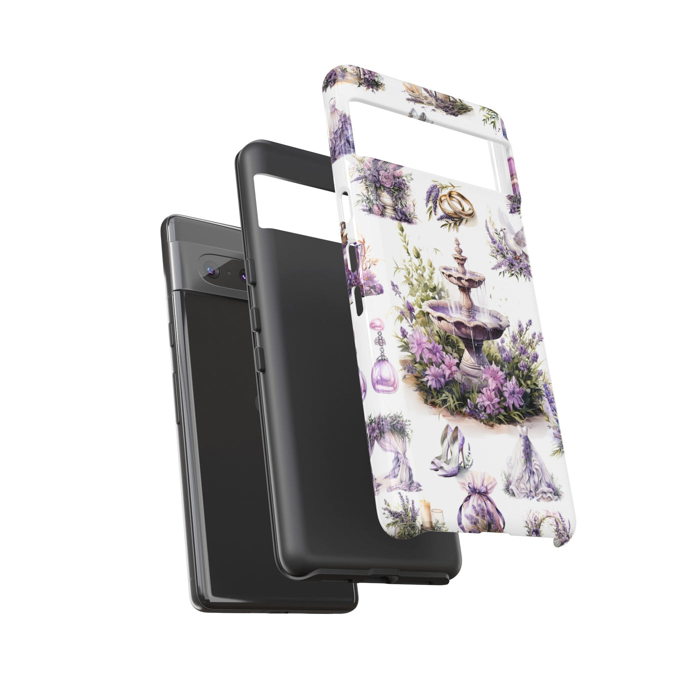 Impact Resistant, Lavender Wedding, Cute Phone Cases for Samsung S24, S23, S22, S21, IPhone 15 pro Iphone 14 pro Iphone 13 IPhone 12 Iphone 11