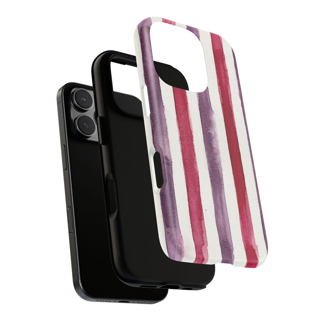 Tough Cute Wine Red Purple Stripes Phone Case, for IPhone 17 Pro Max | Iphone 17 Air, Iphone 16, IPhone 15, 14 13 12, Samsung Galaxy S26, S25, S24, S23 - Studio40ParkLane