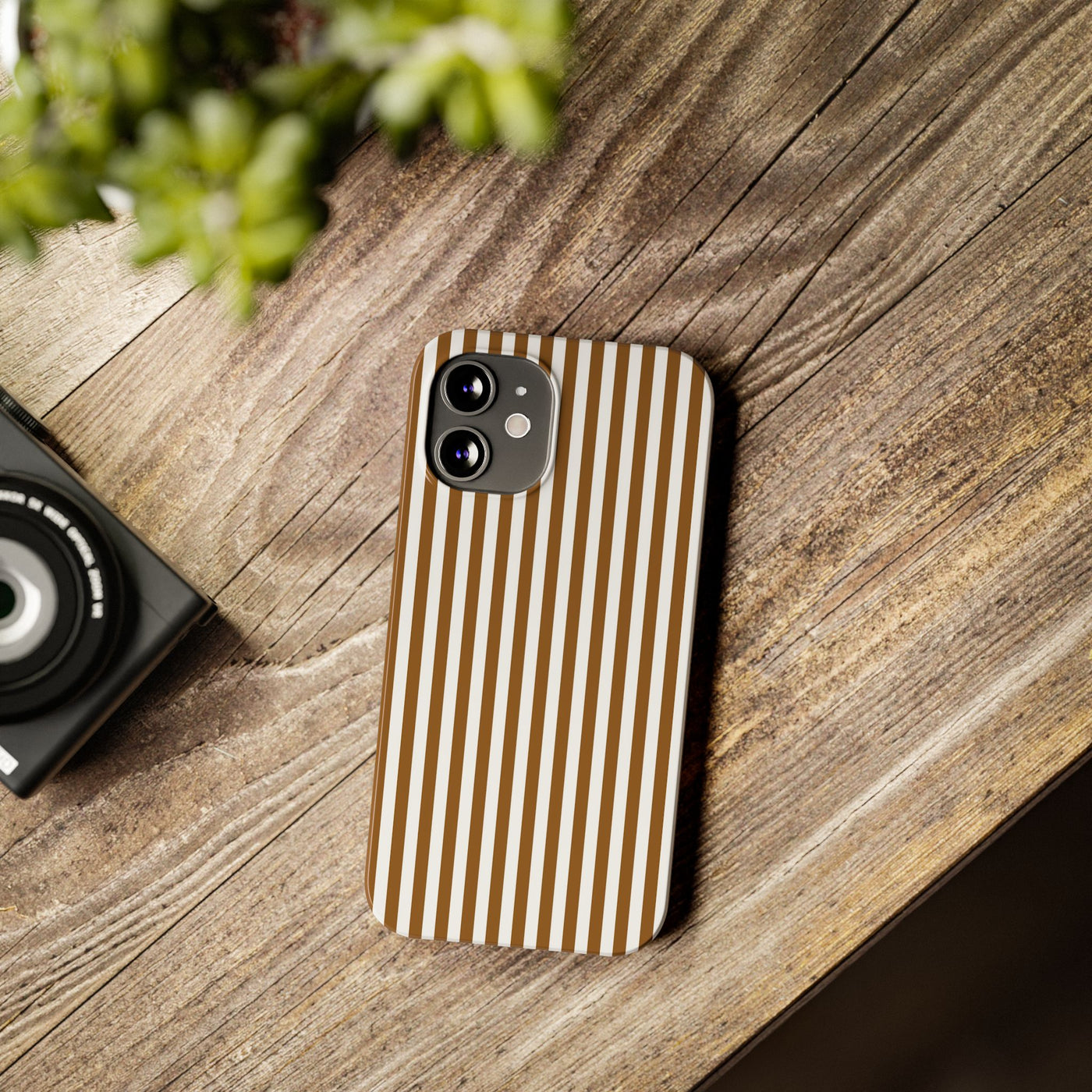 Slim Mocca Brown Striped Cute Phone Case for Iphone 16 - | iPhone 15 Pro Max Case | iPhone 14 Case Iphone 13 12 11 10 9 8 7 XS X Gift for Her - Studio40ParkLane