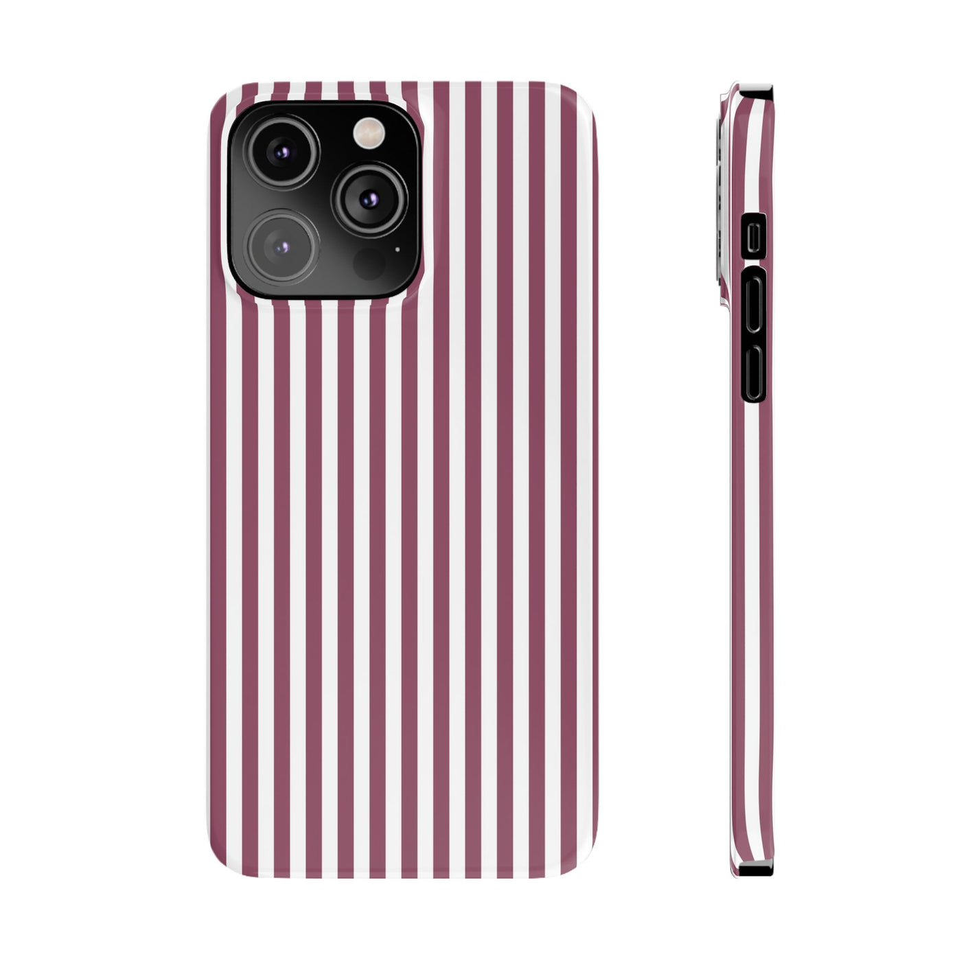 Slim Claret Red Striped Cute Phone Case for Iphone 16 - | iPhone 15 Pro Max Case | iPhone 14 Case Iphone 13 12 11 10 9 8 7 XS X Gift for Her - Studio40ParkLane