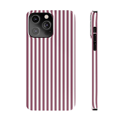 Slim Claret Red Striped Cute Phone Case for Iphone 16 - | iPhone 15 Pro Max Case | iPhone 14 Case Iphone 13 12 11 10 9 8 7 XS X Gift for Her - Studio40ParkLane